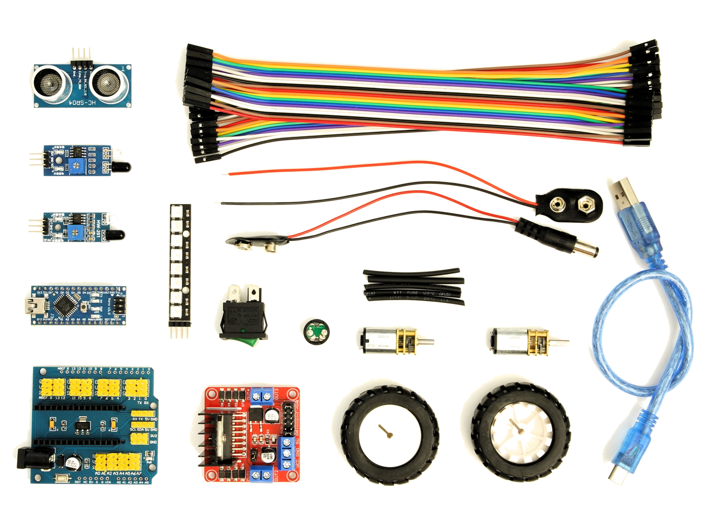 Düvelbot Roboterbausatz – vollständige Übersicht aller Einzelteile und Komponenten